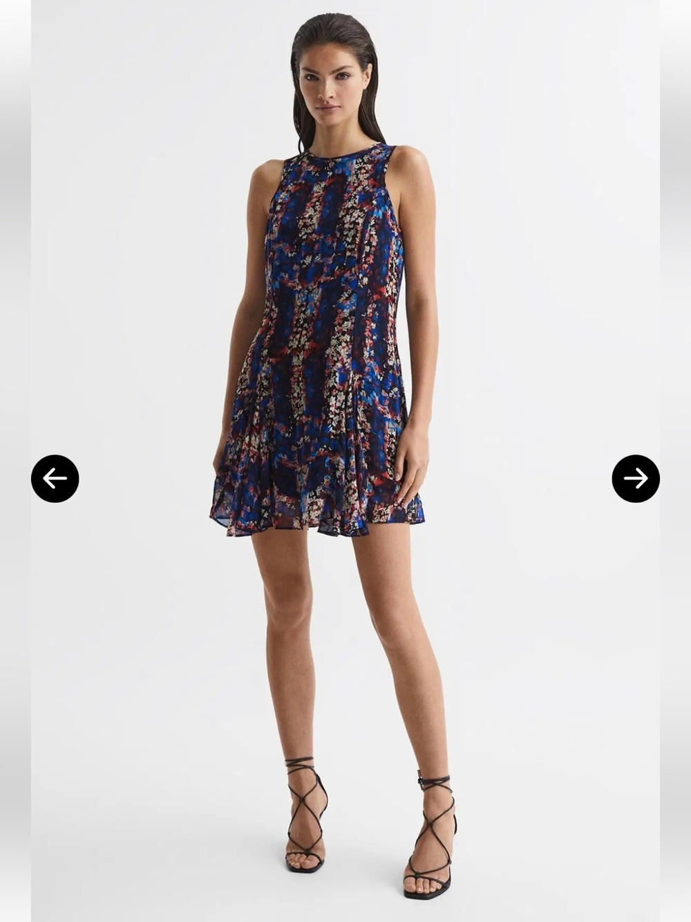 Reiss Gina Floral Sleeveless Ruffle-Hem Mini Dress size 0